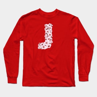 Colorful capital letter J patterned with sakura twig Long Sleeve T-Shirt